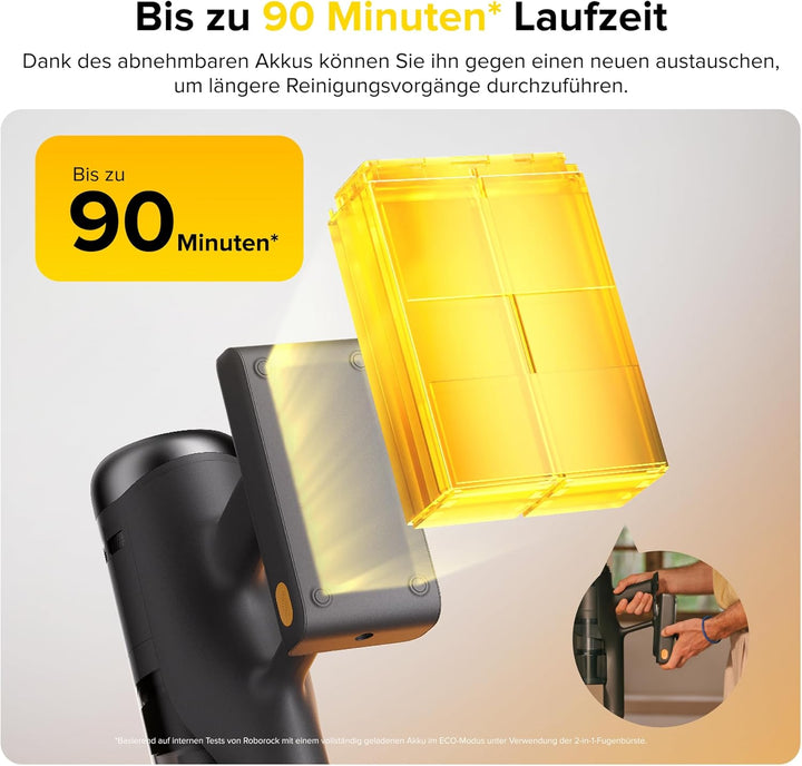 roborock H60 Ultra kabelloser Staubsauger, 210AW Saugleistung, 90 Min Laufzeit, 90° Flexibler Saugro