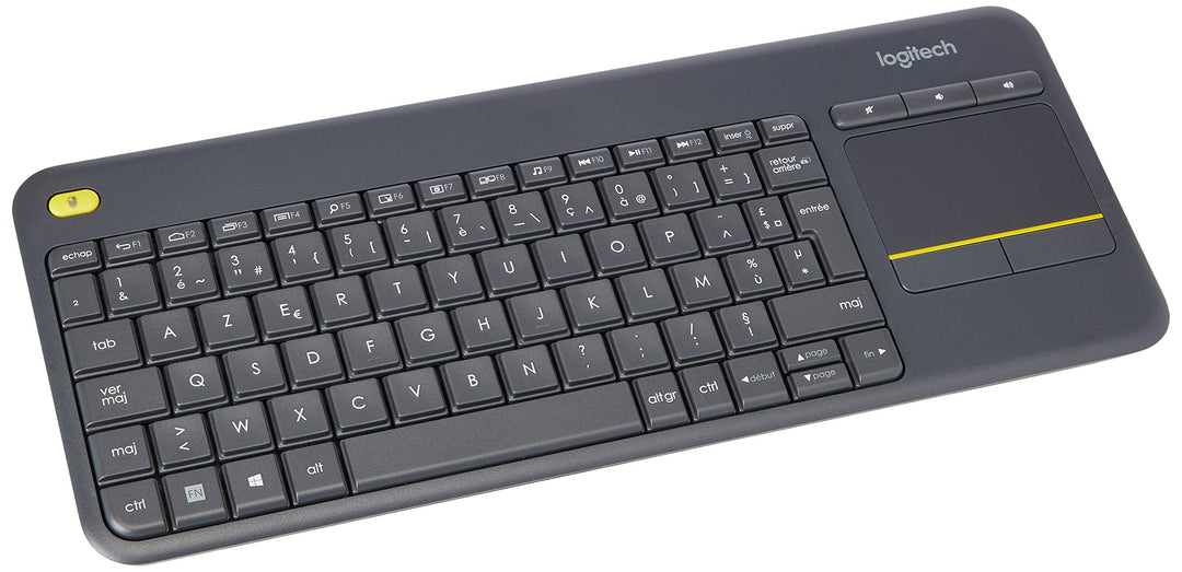 Logitech K400 Plus Kabellose Touch-TV-Tastatur mit integriertem Touchpad, Französisches AZERTY-Layou