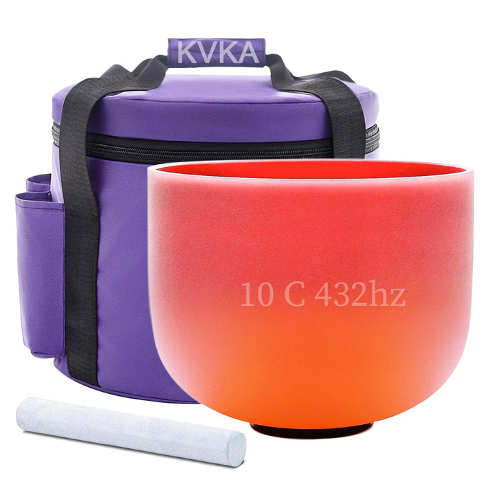 KVKA 25cm Klangschalen, 432Hz C note 10 inch Rot-Orange Chakra Sound Healing Klangschale für Meditat