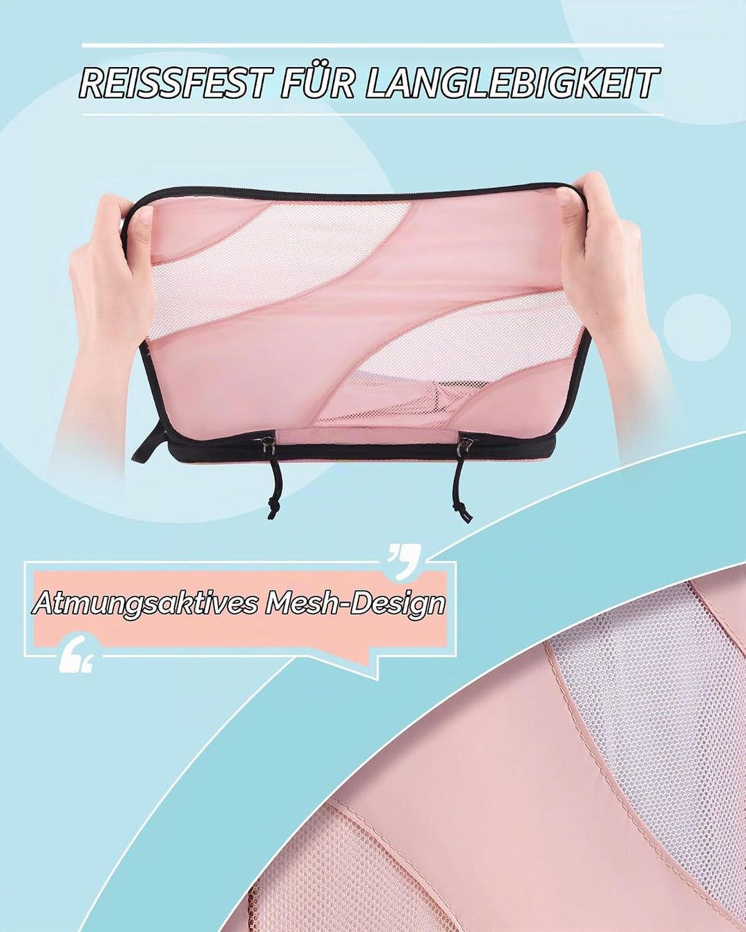 BAGSMART Packing Cubes Compression 4 Stück, Packwürfel Kompression Koffer Organizer Set, Travel Esse