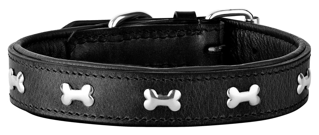 Schnüffelfreunde Lisa Halsband für Hunde aus Leder mit Applikation, Hundehalsband für den grossen un