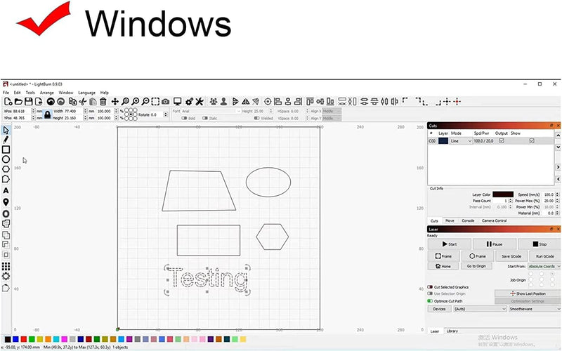 Twotrees LightBurn-Software für Laserschneider, Gravierer, G-Code-Version unterstützt XTool D1, Two