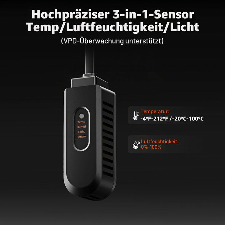SPIDER FARMER 10,2 cm Inline Kanalventilator mit Temperatur- und Luftfeuchtigkeitskontrolle, Entlüft
