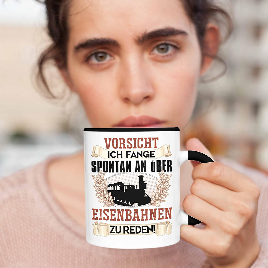 Trendation - Eisenbahner Tasse Geschenk für Modelleisenbahn-Fans Geschenkidee Ich Fange Spotan An Üb