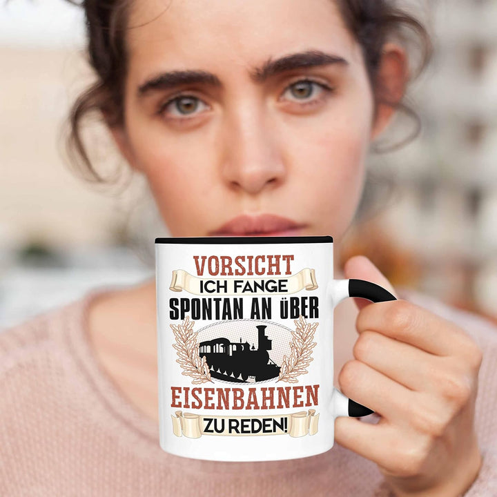 Trendation - Eisenbahner Tasse Geschenk für Modelleisenbahn-Fans Geschenkidee Ich Fange Spotan An Üb