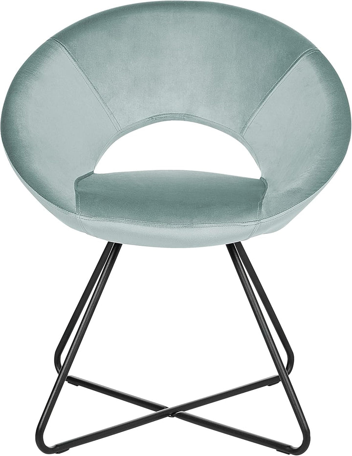 Sessel rund Samt grün mit schwarzem Metallgestell Kufen Glamourös Retro Rachel