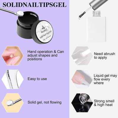 Biutee Nagel Tips Set mit Kleber 500 Stück Nagel Tips für Gelnägel, Glue Gel Press on Nails, Mini UV