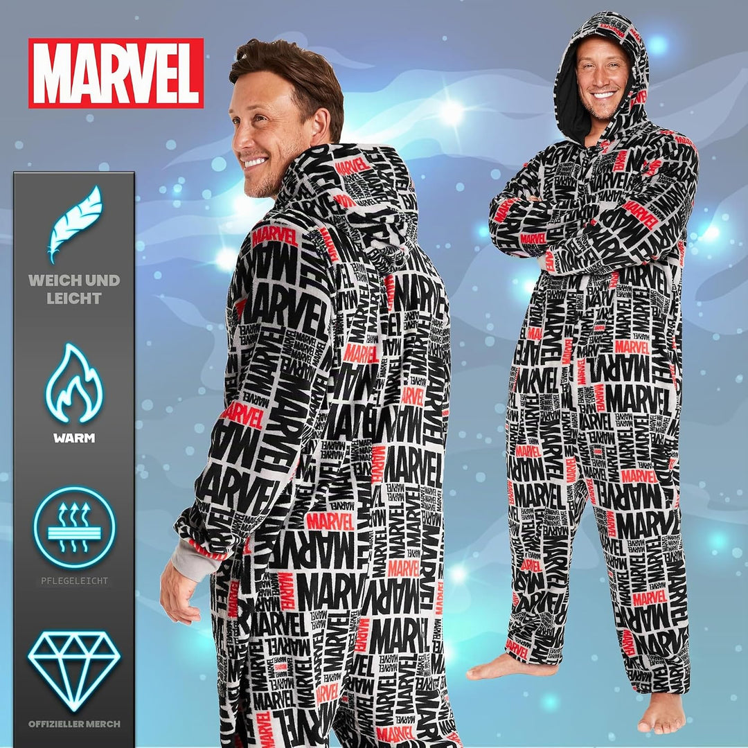 Marvel Kapuzen Flausch Fleece Onesies für Herren und Jugendliche - Bequeme Loungewear S-3XL - Gesche