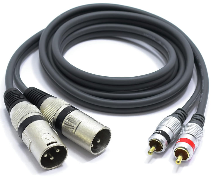 2x XLR Stecker auf 2x Cinch Stereo Kabel 5m Mikrofonkabel 3 Polig auf Chinch Adapter 2-XLR-M/2RCA 5m