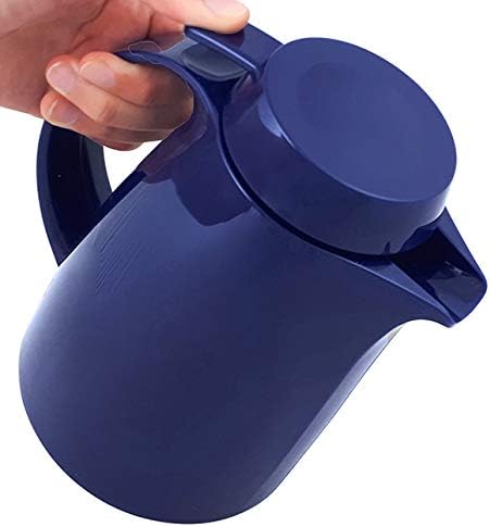 Helios Servitherm Thermoskanne Dunkelblau 0,3L – 6h Heiss - Hält Getränke heiss & kalt – Einhandbedi