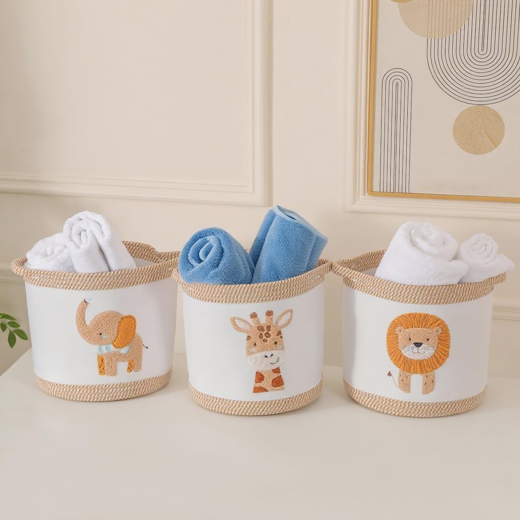Babydecke Körbe Wäschekorb Niedlicher Löwe Kinderzimmer Spielzeug Aufbewahrungskorb, gewebtes Baumwo