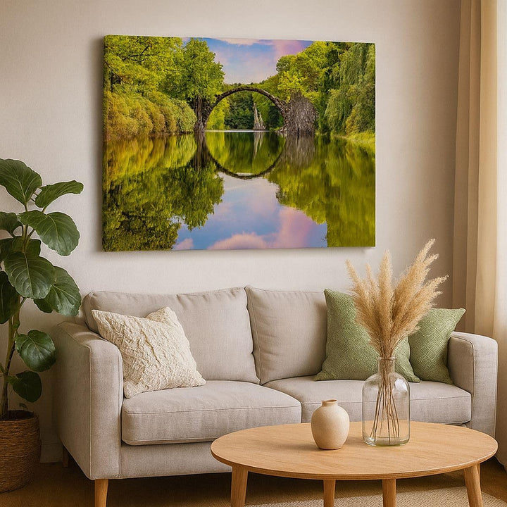 Bilder auf Leinwand Park Natur Wasser Leinwandbild mit Rahmen 70x50cm Wandbilder Dekoration Wohnzimm