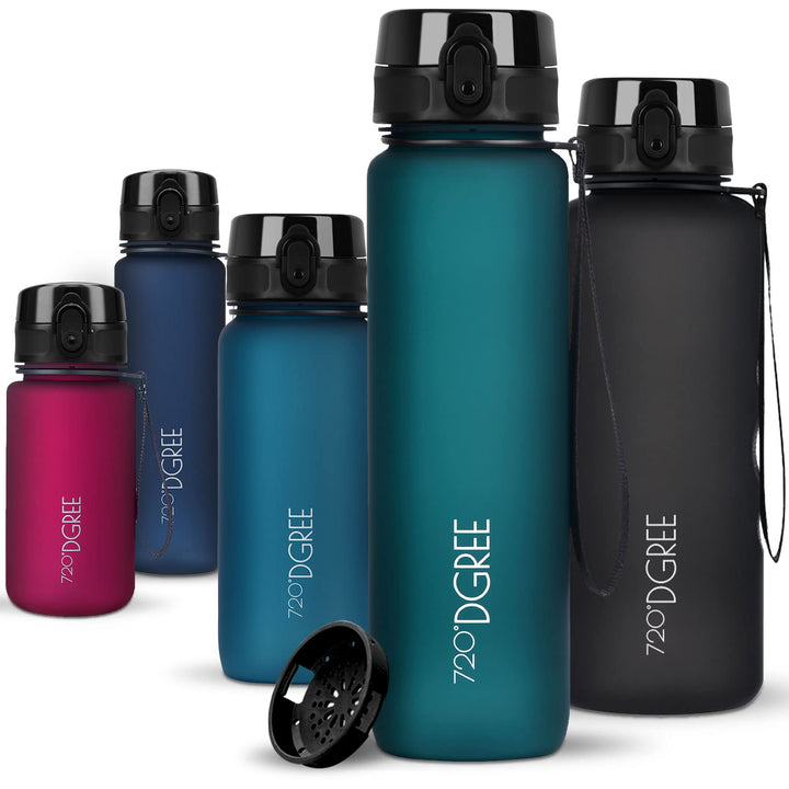 720°DGREE Trinkflasche 1l Sport “uberBottle“ softTouch +Sieb - BPA-Frei - Wasserflasche für Uni, Arb