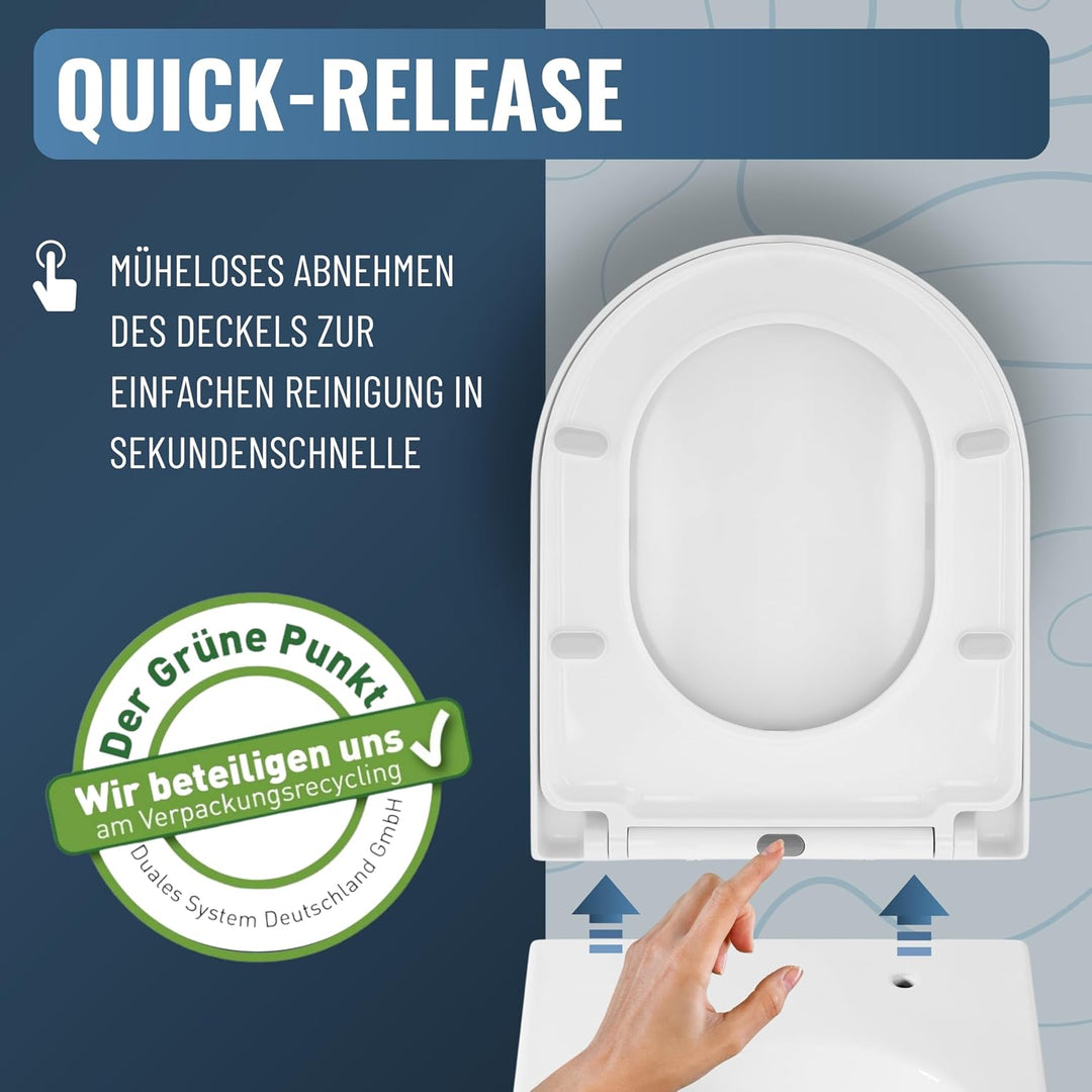 Meisterwerk Toilettendeckel mit Absenkautomatik in 2 Grössen - WC Sitz mit 99,9% Antibakterieller Ob