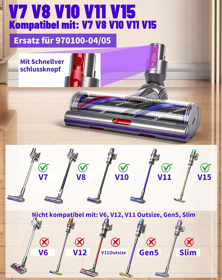 Bürste für Dyson V11 V15 V7 V8 V10 Ersatzteile Direktantrieb Bodendüse für Dyson SV10 SV11 SV12 SV14