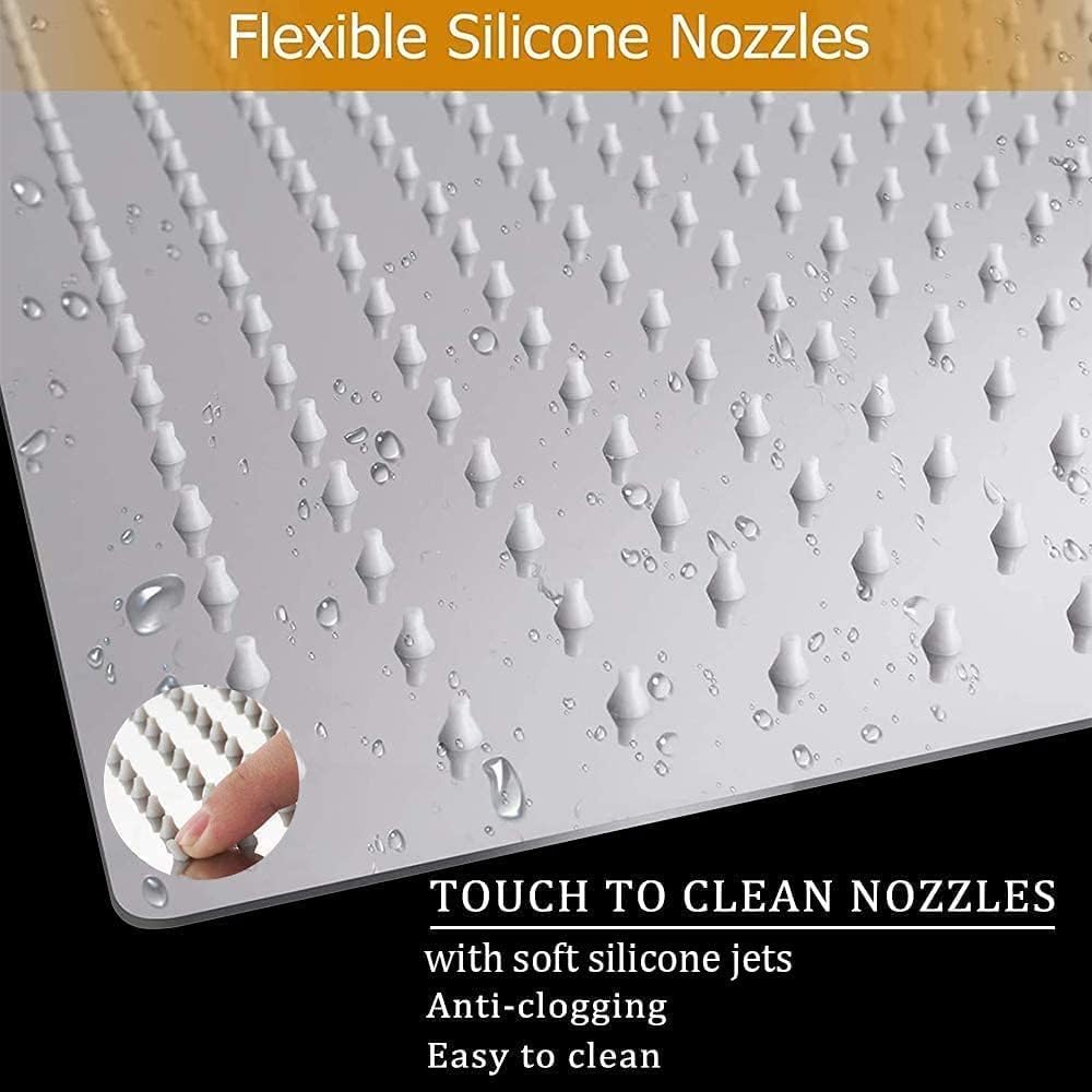 Duschkopf Regendusche 20x20cm, Regenduschkopf 8 Zoll Eckig aus Edelstahl, Selbstreinigende Regendusc