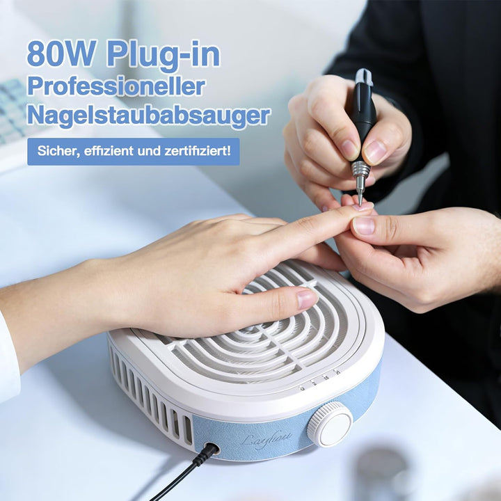 80W Professioneller Nagelstaubsauger, Tragbarer Tischstaubsauger, 3 Saugstufen Leistungsstarker Stau