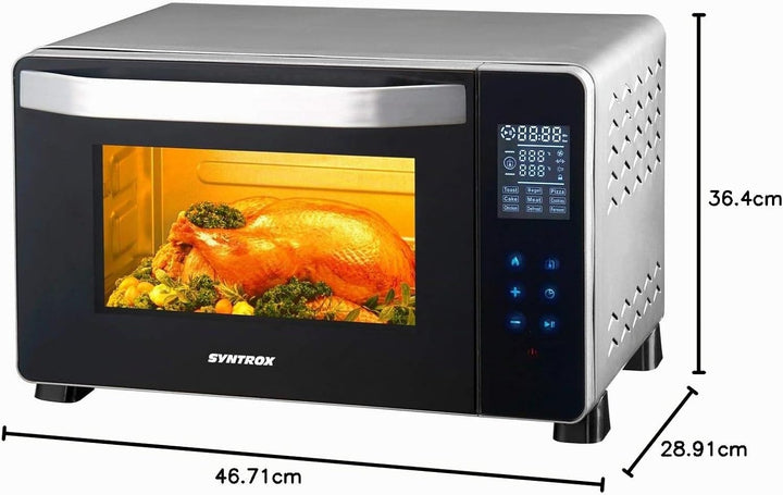Syntrox Germany 25 Liter Digitaler Edelstahl Mini Stand Backofen mit Umluft und Drehspiess Miniofen