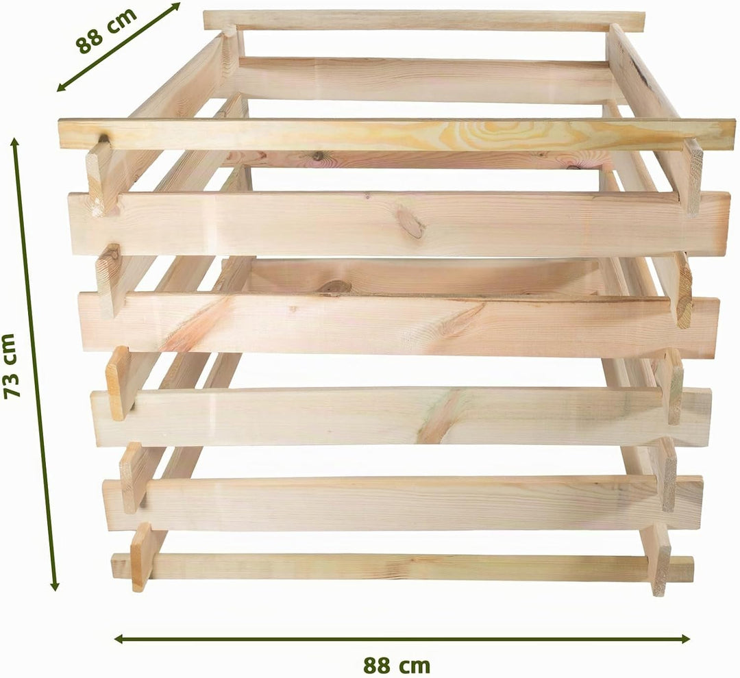 NATIV Komposter Garten, Holzkomposter Stecksystem, Gartenkomposter 88 x 88 x 73 cm, Komposter aus ze