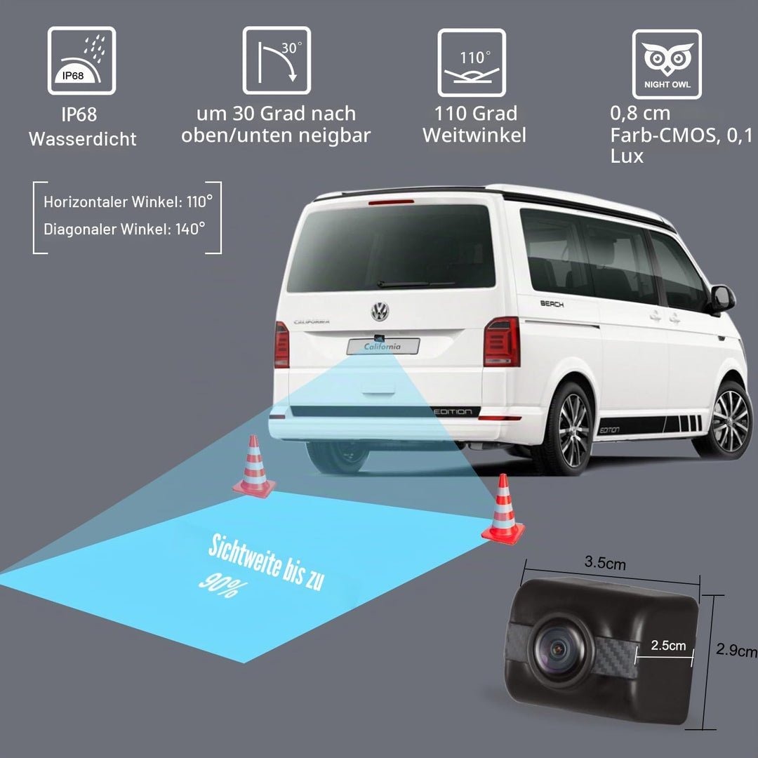 AUTO-VOX TD2 Rückfahrkamera Drahtlos Set mit 4.3" Zoll LCD Monitor, Wireless Einparkhilfe 12V mit IP