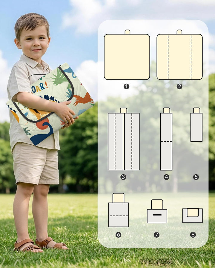 Kinder Picknickdecke Wasserdicht Faltbar, 200x200cm Tragbare Strandmatte Tier Maschine Waschbar, Gro