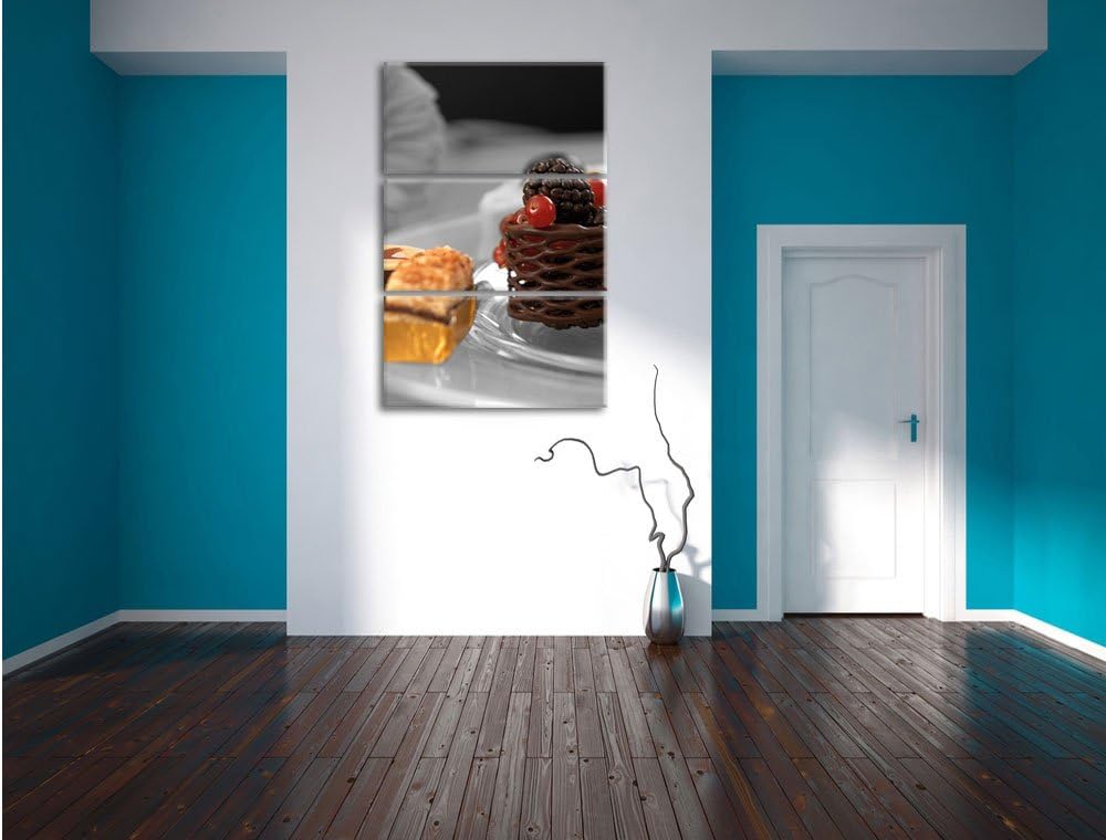 Pixxprint leckeres süsses Desserts als Leinwandbild/Grösse: 3 Teilig (120x80) cm/Wandbild/Kunstdruck