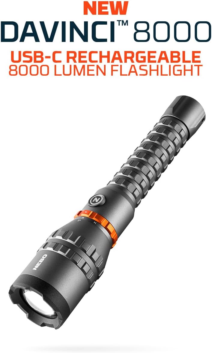 NEBO Davinci 8000 - Wiederaufladbare Taschenlampe - Taschenlampe mit COB LED - Wanderausstattung & C