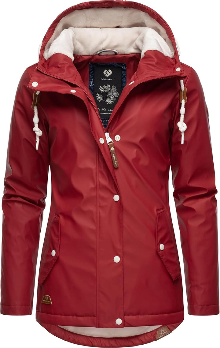 Ragwear Damen Winterjacke Kurze Regenjacke wasserdicht warm gefüttert mit Kapuze Marge XS-6XL M Red2