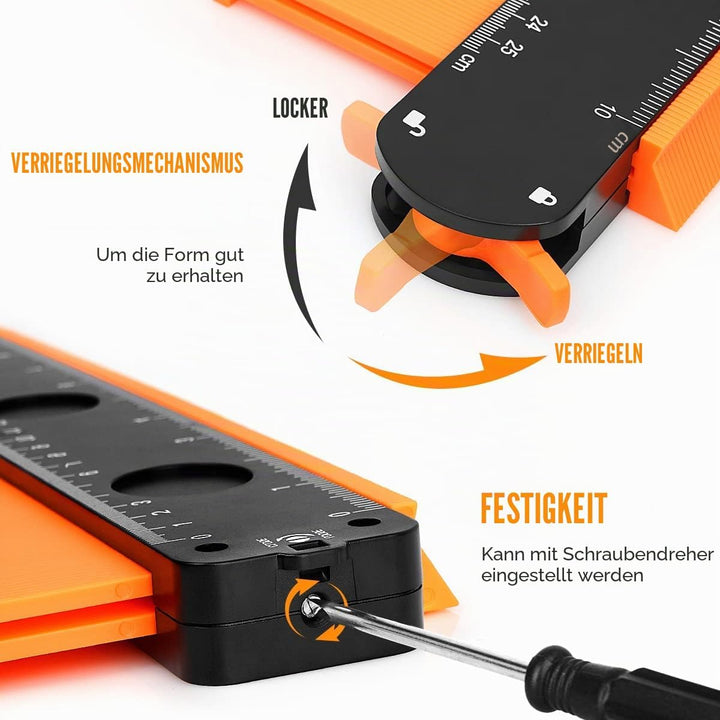 DODOWIN Konturenlehre Gross 2pcs, Konturenlehre Mit Feststeller, Laminat Schablone, Weihnachtsgesche
