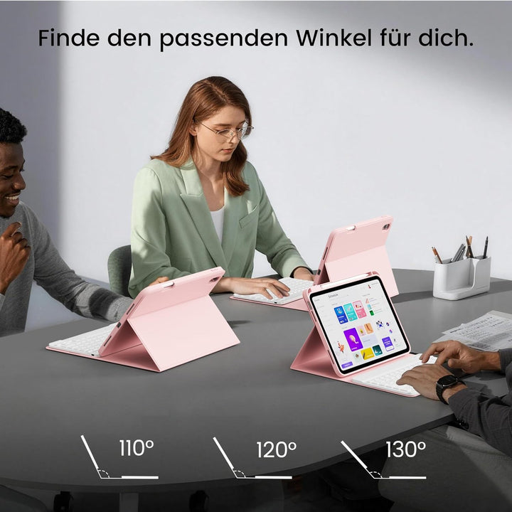 Hülle mit Tastatur für iPad 11/10 Generation mit Stifthalter, Magnetisch Abnehmbare Kabellose Blueto