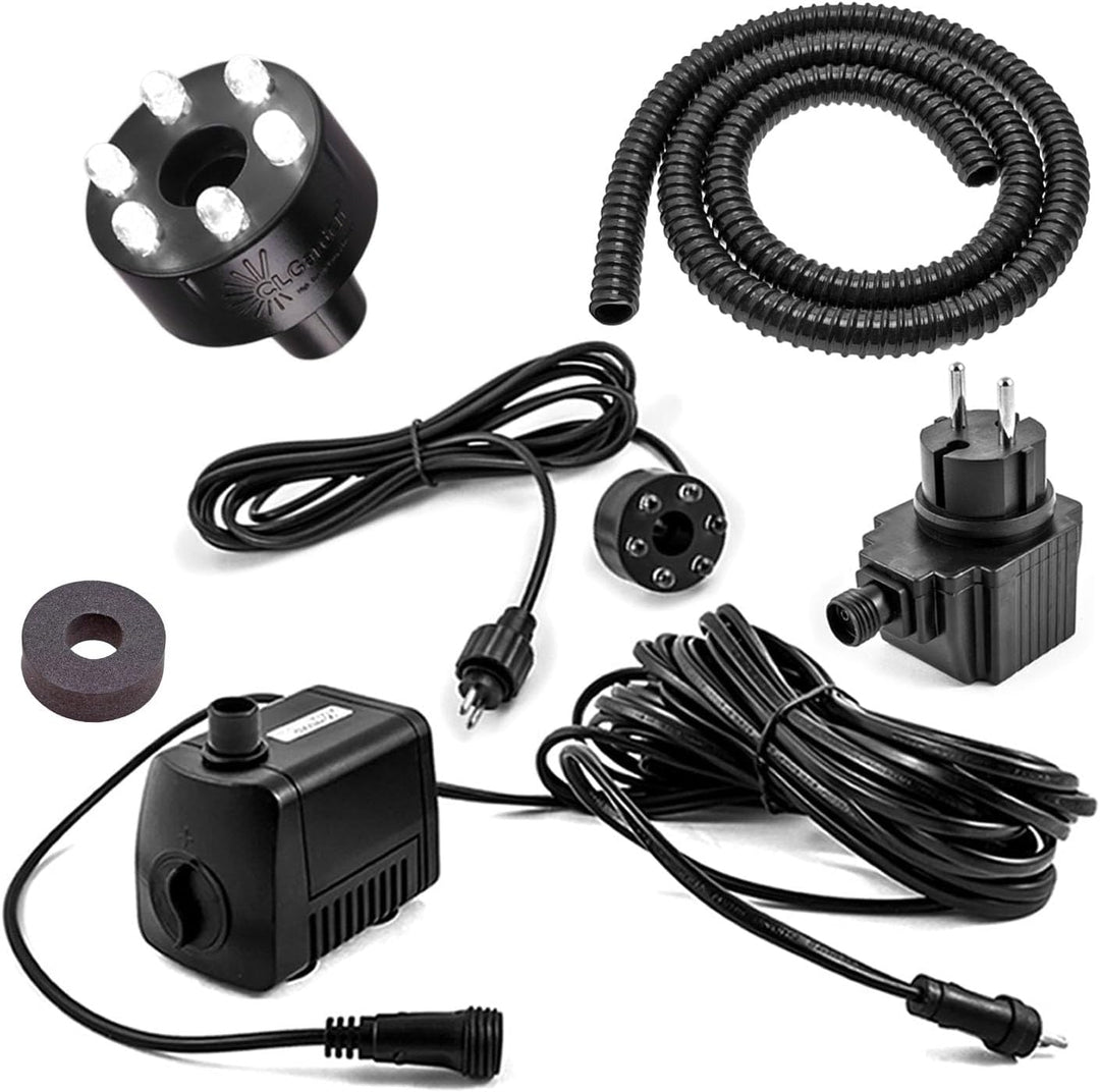CLGarden Springbrunnenpumpe Set SP1-S mit LED Beleuchtung für Springbrunnen Garten Wasserspiel Zierb