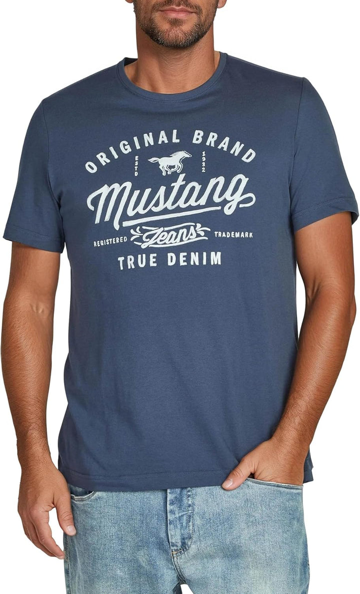 MUSTANG Herren T-Shirt 4er Pack Frontprint O-Neck Rundhalsausschnitt Kurzarm Regular Tee Shirt 100%