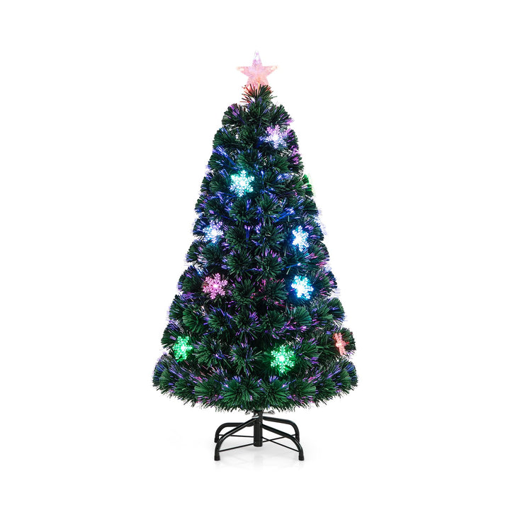 RELAX4LIFE Künstlicher Weihnachtsbaum, Christbaum mit LEDs & Schneeflocke & Sternspitze, Kunstbaum F