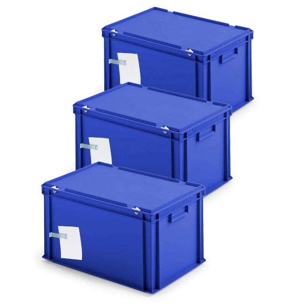 BRB 3x Ordner-Archivboxen, für je 7 Ordner (A4, breiter Rücken), inkl. Edelstahl-Zettelklemmer, stau