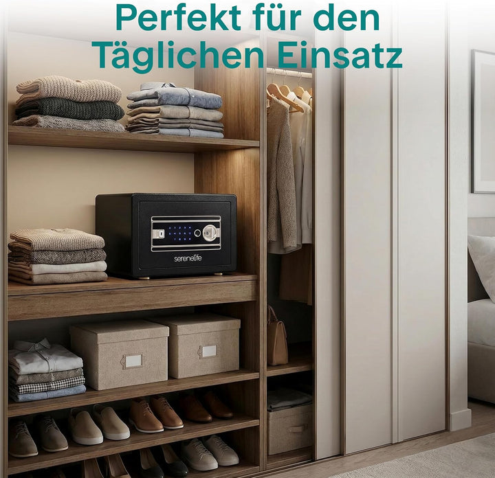 SereneLife 18L Tresor, Safe Für Zuhause Feuerfest &amp; Wasserdicht, Digitaler Heimtresor mit Zugriff pe