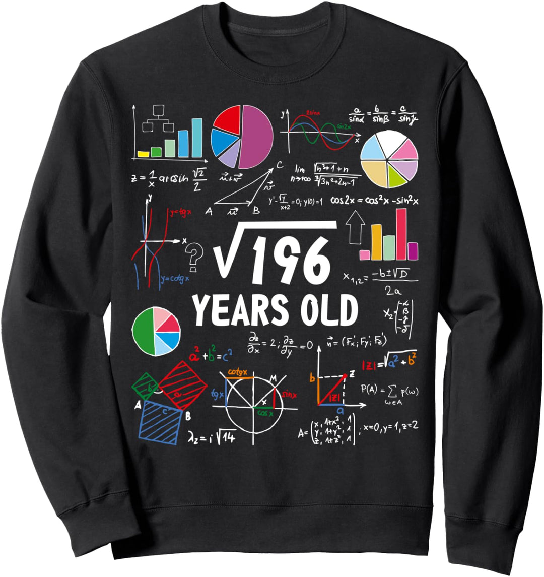 Square Root Of 196 14th Birthday 14 Year Old Math Nerd Boy Sweatshirt