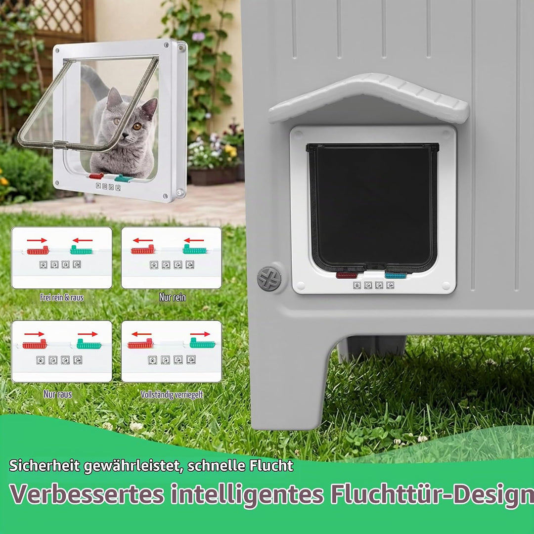 HiCaptain Katzenhaus Outdoor Winterfest Katzen Kunststoff verwildert Outdoor-Katzenhaus Welpenunterk