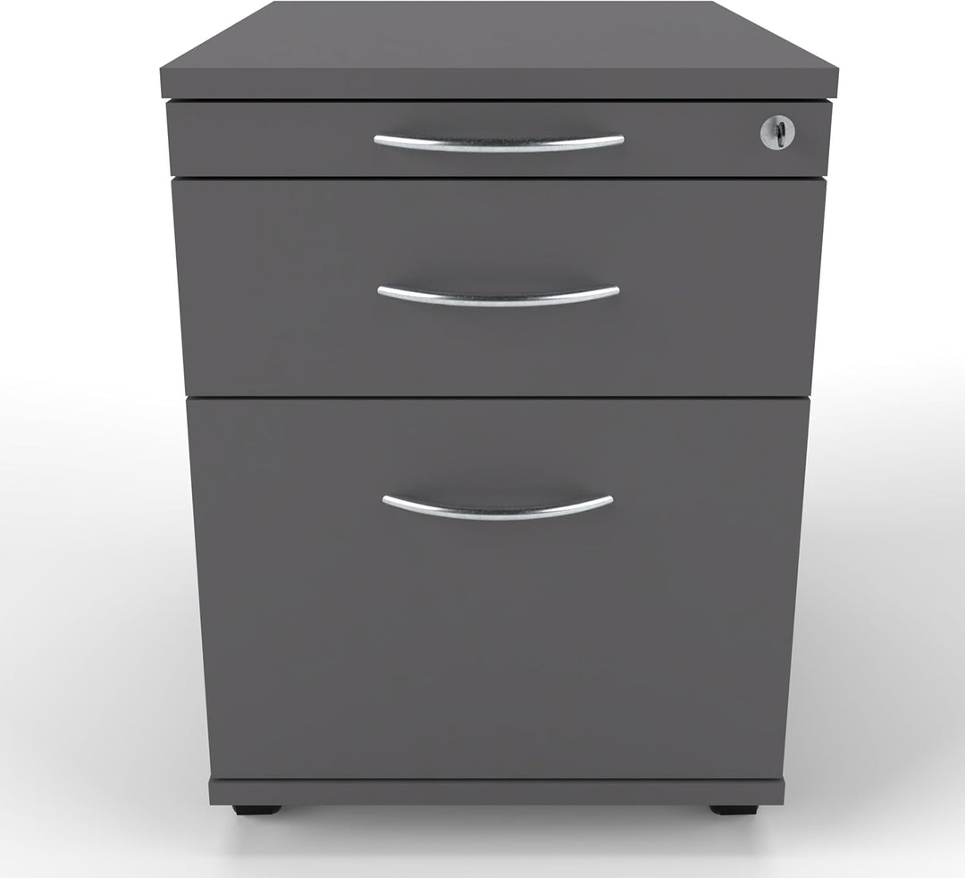 Rollcontainer CADI 43×58×59 cm – abschliessbarer Bürocontainer in Graphit mit Orga-, Universal- und