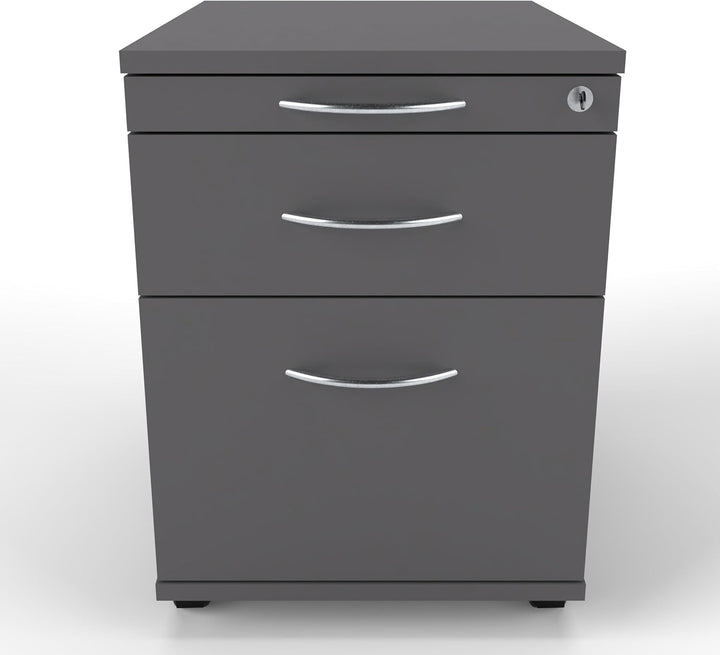 Rollcontainer CADI 43×58×59 cm – abschliessbarer Bürocontainer in Graphit mit Orga-, Universal- und