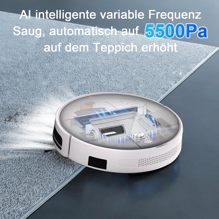 Saugroboter mit Wischfunktion bis zu 5500 Pa Anti-Tangle-Seitenbürste White-1, White-1