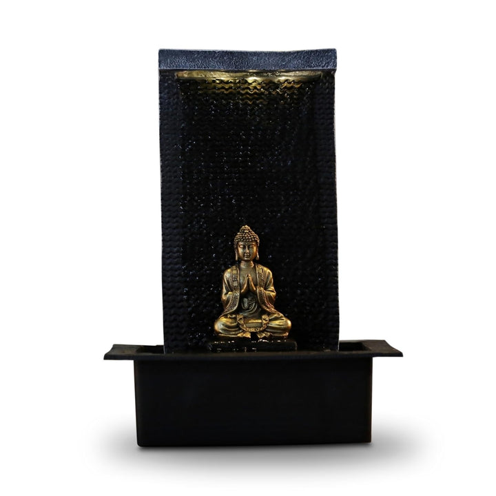 Zen Light Zen'Light Zenalität Wasserwand - Innenbrunnen mit gelbem LED -Spot - grosser Tischbrunnen
