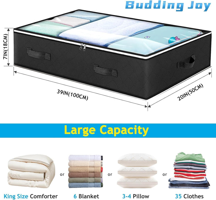 Budding Joy 6 Stück 90L Unterbettkommode, Aufbewahrungsbox mit Deckel Faltbare Unterbett Aufbewahrun