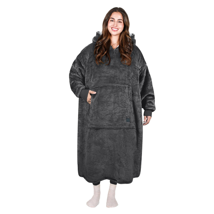 Catalonia Classy Extra Lange Sherpa Hoodie Decke, Flauschige Übergrosse Kuscheldecke mit Ärmeln und