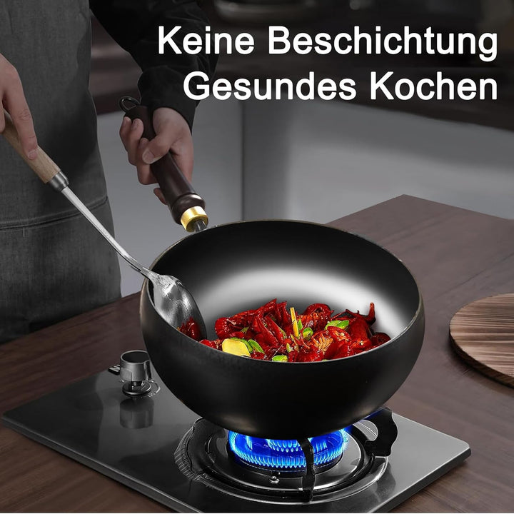 Eisentopf, unbeschichtet, handgeschmiedet, grosser Bauch, Suppentopf, Bratpfanne für vielseitiges Ko