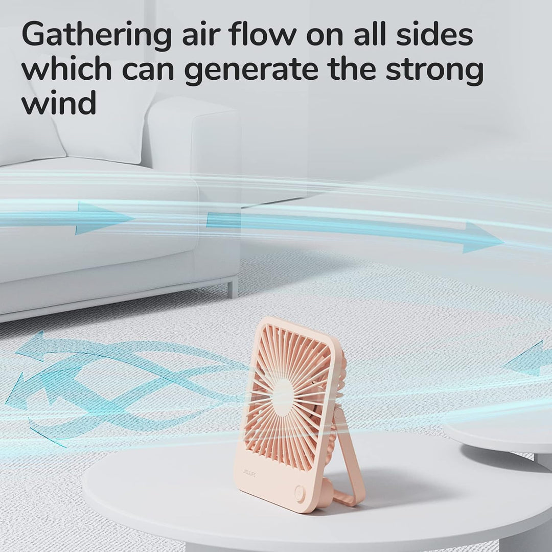JISULIFE Tischventilator Leise, Mini Ventilator Akku Aufladbar, 180° Faltbarer Tragbarer Ventilator