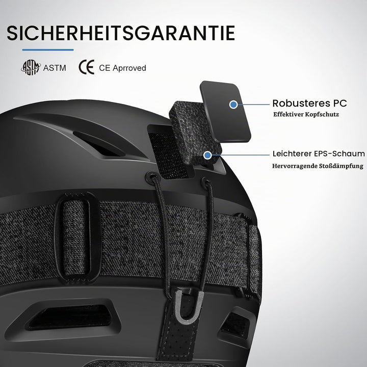 Odoland Skihelm mit Skibrille für Skifahren und Snowboard, Einstellbare Grössenverstellbar, mit Ohre