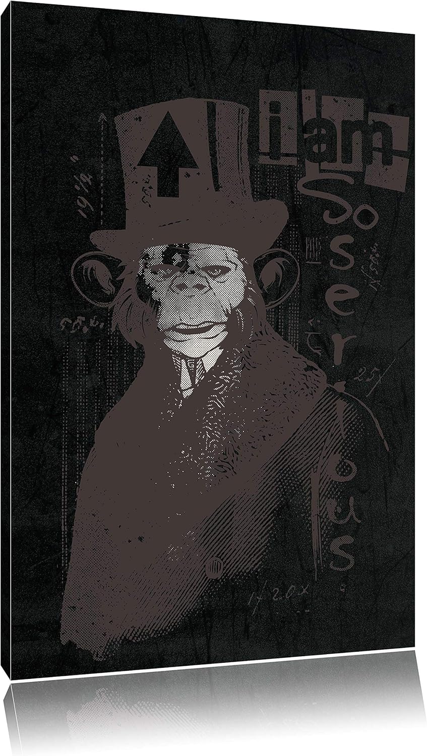 Dark I am serious black Bild auf Leinwand, XXL riesige Bilder fertig gerahmt mit Keilrahmen, Kunstdr