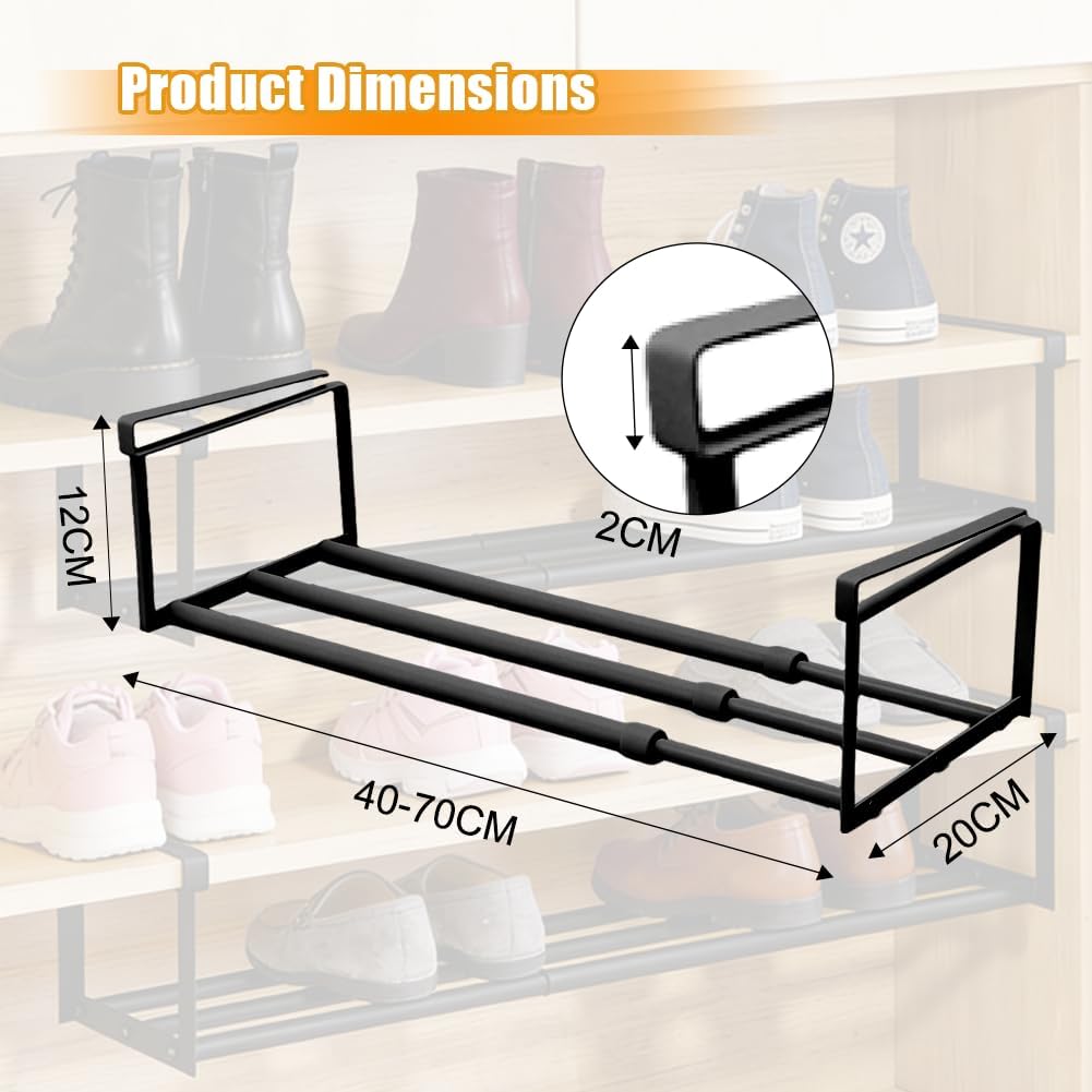 Unterregal Hängekorb mit Verstellbarer 38-70cm, Hängendes Schuhregal, Metall-Unterregalkorb für Küch