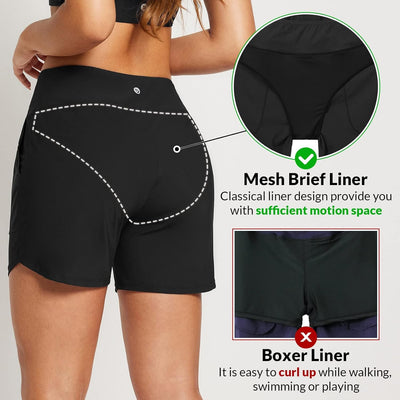 BALEAF Damen Badeshorts Bauchkontrolle UPF50+ Badehose Schnell Trocknend Schwimmhose Hohe Taille Boa