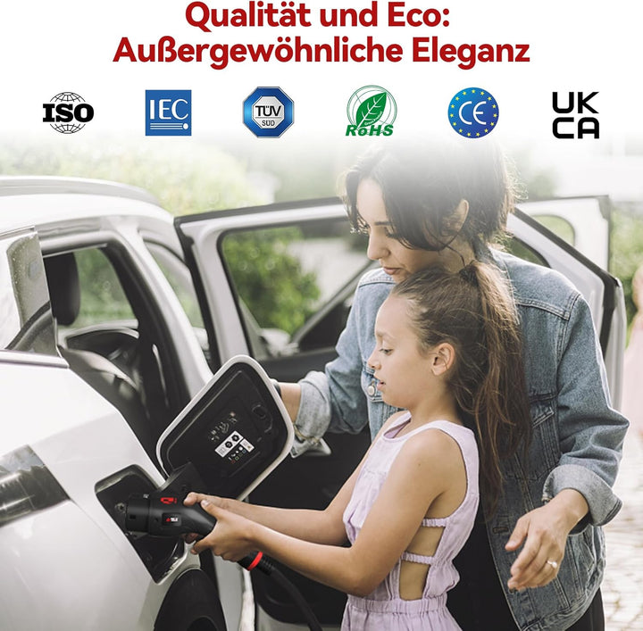 MCEVKELN Typ 2 Ladekabel 11KW 3 Phasig - 16A Ladekabel Typ 2 für Elektroautos & Hybrid 7M Mode 3 Lad